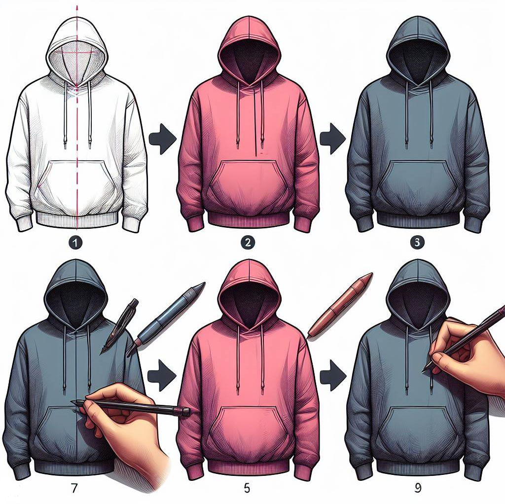 How to Master Drawing a Hoodie: A Step-by-Step Guide for Budding Artists 5 - blackandwhitehoodie.com